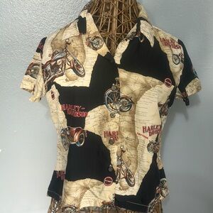 Harley-Davidson Men's Vintage Motorcycle Print Shirt